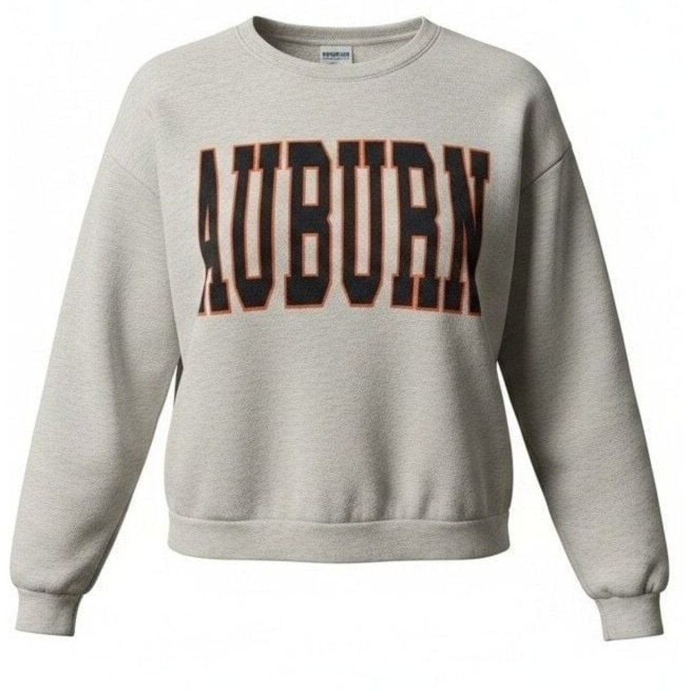 Bucket List Auburn University Tigers Graphic Crewneck Sweatshirt Grey